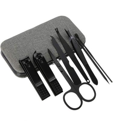 Nail Clipper Trimmer Set 8 in 1 Stainless Steel Nail Clippers Set Nail File Nail Manicure Kit (Classic Black) - Buy Online on GoSupps.com