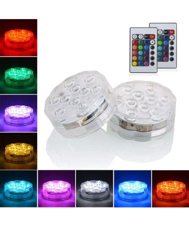 Multicolor remote control RGB LED underwater lighting waterproof color change Led Magic Light for Vase Base Floral Aquarium Pond Wedding (2piece-Flower)