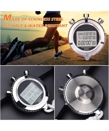 Tvorvik Silent Metal Stopwatch with Countdown Timer - 100 Lap Memory, Large Display - Ideal for Sports, Coach, Referee, Fitness Testing - Includes Lanyard - Buy Online on GoSupps.com