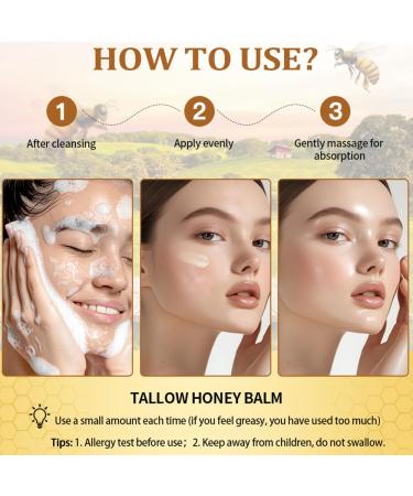 Beef Tallow and Honey Balm - Tallow Honey Skin Balm - Skin Moisturizer for Face & Body (03 Unscented) Unscented 3.53 Ounce (Pack of 1) - Buy Online on GoSupps.com