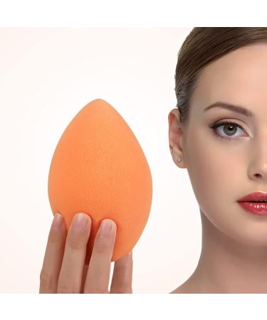 EXTRA LARGE 12CM Make Up Beauty Sponges Blender BIG for Face & BODY (1x Small 1x Large) -With 2 Sponge Holder- FASTER FLAWLESS APPLICATION for Foundation/Fake Tan/Powder/Blending/Setting/ orange