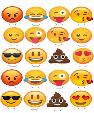20 Emoji/Smiley Faces Edible Edible Cup Cake Toppers Birthday Party Wafer CarD Paper Decoration - Buy Online on GoSupps.com