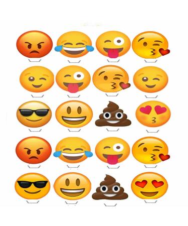 20 Emoji/Smiley Faces Edible Edible Cup Cake Toppers Birthday Party Wafer CarD Paper Decoration