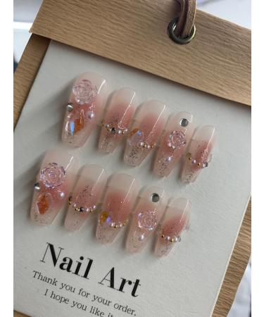 Handmade nail enhancement patch New pink powder blusher aurora camellia removable false nail patch 10PCS (Size : L) 1 count (Pack of 1) - Buy Online on GoSupps.com