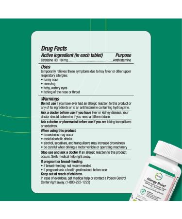 C'rcle Cetirizine HCL 10mg 365 Tablets - Antihistamine for Indoor & Outdoor Allergies - Runny Nose, Itchy & Watery Eyes Relief - Buy Online on GoSupps.com