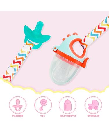 NiBaby Teething Pacifier Clip 6-Pack | Adjustable Length Safety Holder Strap | Premium Quality Modern Design | Unisex for Boys and Girls Teether | Colorful Zigzag - Buy Online on GoSupps.com