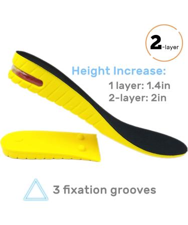 Kalevel 2 Layer Height Increase Insoles 2 Inch - Men Black, Size 7-10 | Shoe Lifts Insert for Taller Height Elevation and Comfort - Buy Online on GoSupps.com