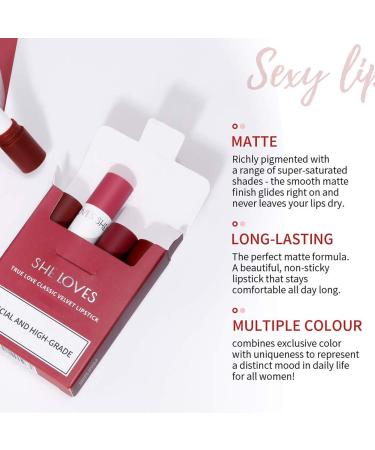 Buy Long Lasting Matte Lipstick Set - 4 Shades of Red Waterproof & Moisturizing Velvet Lipsticks for Women - Buy Online on GoSupps.com