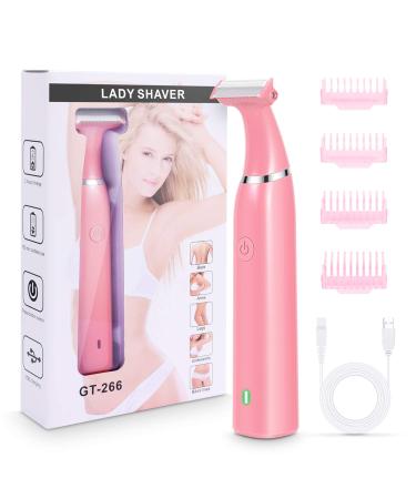 Electric Razors for Women, RenFox Bikini Trimmer Electric Shaver for Women Pubic Hair Arms Legs Underarms Area, Rechargeable Wet & Dry Painless Lady Shaver with 4 Trimming Combs