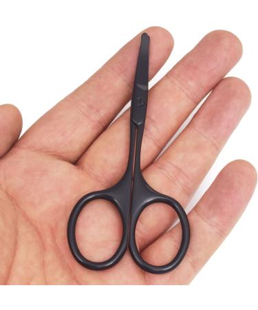 Facial Hair Grooming Scissors for Men & Women - 3.7" Safety Tip Clippers for Eyebrows Nose Mustache Beard and Eyelashes - Black - Buy Online on GoSupps.com