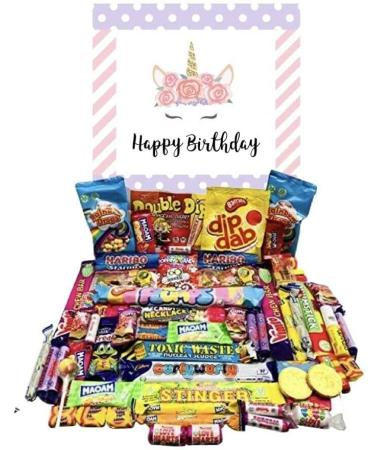 Happy Birthday Unicorn Sweets Pick N Mix The Ultimate Retro Sweet Selection 70s 80s Box Sweet Hamper -Present gift for Birthday Christmas well done Thank you - Buy Online on GoSupps.com