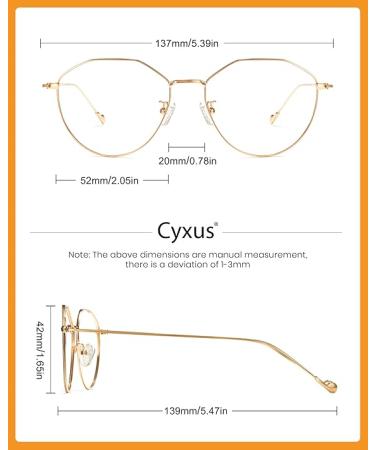 Cyxus Round Blue Light Glasses for Men Women Wire Frame UV Blocking Computer Glasses Clear Lens Metal Ultralight Eyewear - 22 - Oval Gold Frame - Clear Lens - Buy Online on GoSupps.com