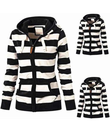Bigfanshu Womens Ladies Zipper Tops Hoodie Hooded Sweatshirt Coat Casual Slim Jumper Winter Harajuku Trending Product Black XX-Large - Buy Online on GoSupps.com