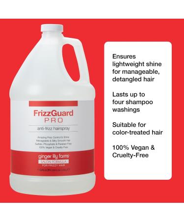 Ginger Lily Farms Salon Formula FrizzGuard Pro Anti-Frizz Hairspray for Frizzy Hair 100% Vegan & Cruelty-Free 1 Gallon (128 fl oz) Refill - Buy Online on GoSupps.com