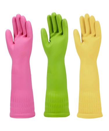 Rubber Cleaning Gloves for Washing Dishes Dishwashing Gloves for Kitchen Cleaning for Household Durable Reuseable Multicolor-m