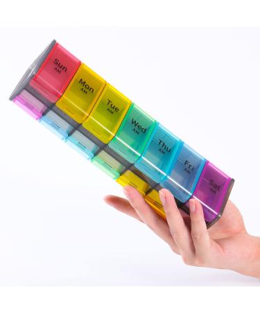 Extra Large Weekly Pill Organizer - 2 Times a Day Pill Box Case, AM PM Pill Organizer 7 Day, Jumbo Pill Container for Supplements Big Pill Holder Twice A Day, XL Daily Medicine Organizer for Vitamins