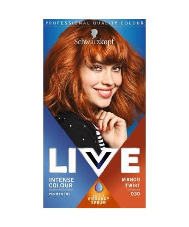Schwarzkopf LIVE Intense Colour Long Lasting Permanent Orange Copper Hair Dye With Built-In Vibrancy Serum Up To 70% Grey Coverage Mango Twist 030 Mango Twist 1 Count (Pack of 1) - Buy Online on GoSupps.com