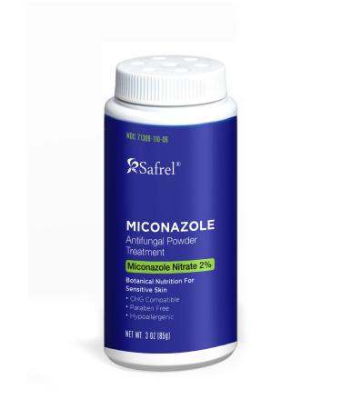Safrel Antifungal Powder Treatment with 2% Miconazole Nitrate for Common Fungal Infections incuding Athlete s Foot Talc Free 3 oz