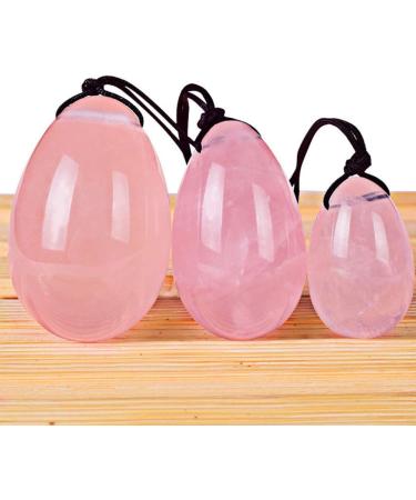 HEALLILY Yoni Eggs for Women - Nephrite Jade & Drilled Quartz Kegel Training - Pelvic Floor Muscle Exercise - Pink 45x30mm - Buy Online on GoSupps.com
