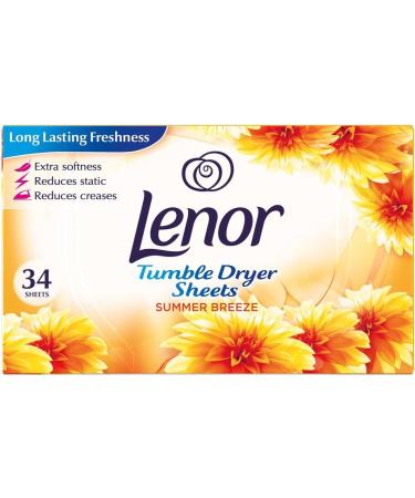 Lenor 4 x 34 pack Tumble Dryer Sheets With Welari Thank You Card Fresh Laundry Fragrance Yellow Summer Clothes Washing Scent (136sheets) - Buy Online on GoSupps.com