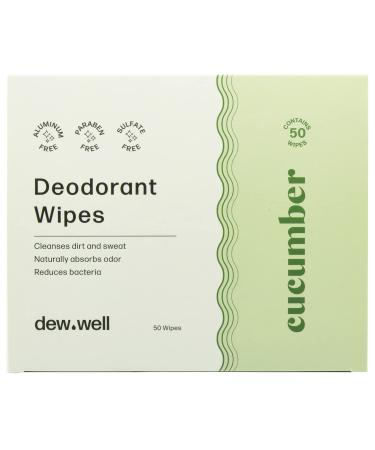 Dew Well - Refresh Deodorant Wipes - A Fresh Start When You re On the Go - Aluminum  Paraben  and Sulfate Free - Cucumber Scent - 50 Individually Wrapped Wipes