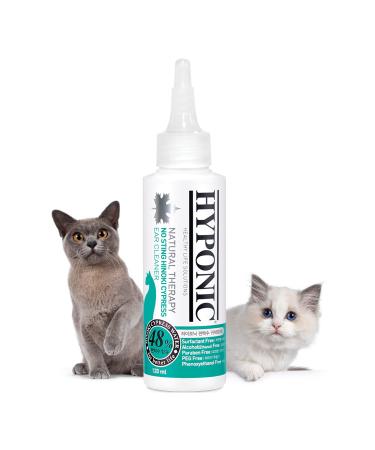 HYPONIC Premium No-Sting Hinoki Cypress Ear Cleaner (for All Cats 4.06 oz) - Cat Ear Cleaning Solution, Cleans and Removes Odors
