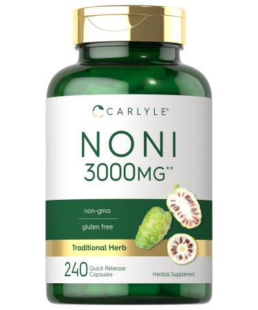 Noni Capsules 3000mg | 240 Count | Non-GMO, Gluten Free | by Carlyle