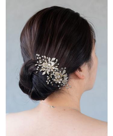 SWEETV Rhinestone Wedding Hair Comb - Handmade Bridal Hair Clip for Women in Gold - Buy Online on GoSupps.com