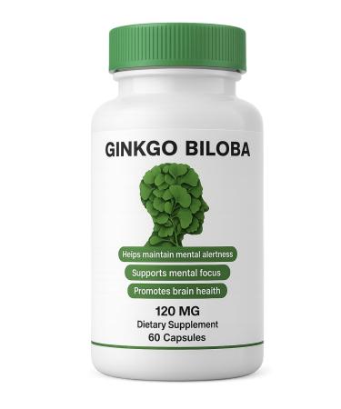 Ginkgo Biloba 120 mg 60 Capsules | Dietary Supplement | Supports Focus & Mental Clarity | Helps Maintain Memory & Cognitive Well-Being | Adult Daily Routine | 2-Capsule Servin