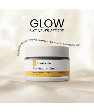 AbsolutSkin Illuminating Cream Skin Brightening Moisturizer with Vitamin C Mulberry & Licorice Extract Hydrates & Evens Tone 50ml - Buy Online on GoSupps.com