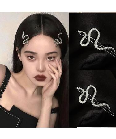 E EMZHOLE 2PCS Metal Snake Hair Clips  Vintage Snake Hair Barrettes Minimalist Snake Hair Pins  Twists Snake Hair Clip Set Hair Jewelry Decorative Unique Hair Accessories for Women Girls