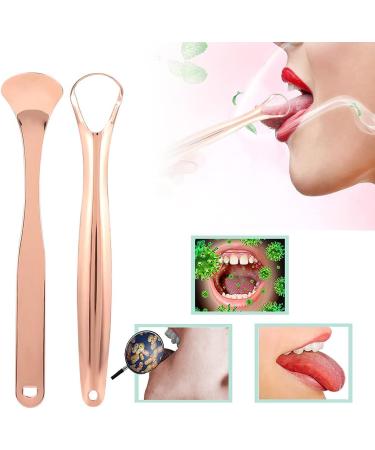 Ververt Touch Tongue Scraper Set - Stainless Steel Tongue Cleaner 2 Pieces Rose Gold Bacteria & Bad Breath Removal - Buy Online on GoSupps.com