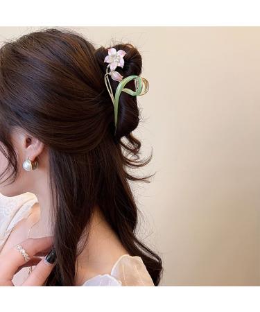 Lily Flower Hair Claw Clip - Large Metal Floral Hair Clamp for Women & Girls - Buy Online on GoSupps.com
