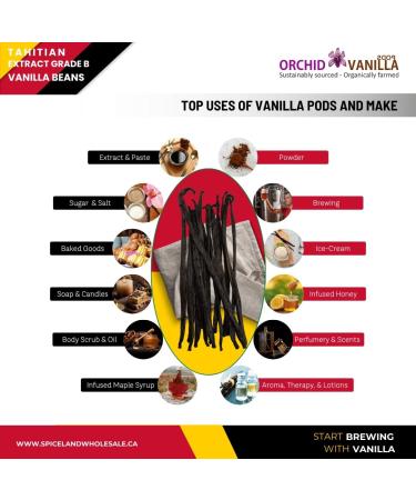 Tahitian Extract Grade-B Vanilla Beans For Extract Making By Count (5 Beans (Pack of 1)) - Buy Online on GoSupps.com