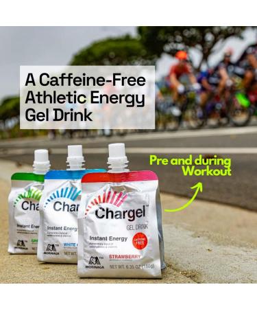 Chargel Caffeine-Free Energy Gel Drink - Pack of 6 | Pre & During Workout for Endurance | Running, Biking, Triathlon | Carbs & Vitamin B | Gluten-Free White Grape Flavor - Buy Online on GoSupps.com