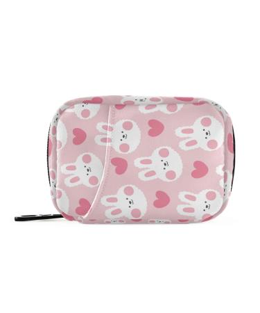 Kawaii Rabbit and Heart Weekly Pill Organizer Small 8 Days Pill Case Bag Travel Vitamin Supplement Holder