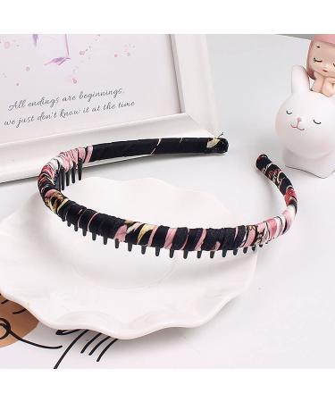 Doromy 6Pcs Nonslip Comb Headband Set for Women - Elastic Floral, Wrapped Cloth, Resin Think Headbands - Perfect for Makeup, Washing Face - Hair Accessories - Buy Online on GoSupps.com