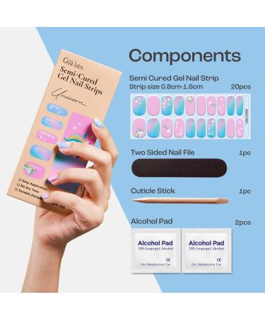 20 Pcs Gel Nail Strips - Unicorn Nail Art Stickers Kit | Stick on Nails for Party - Buy Online on GoSupps.com