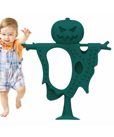 Generic pumpkin bite toy for babies silicone bite toys for babies |Safe silicone bite rings for babies and toddlers |Soothing bite ring toys in pumpkin design chicken stuff silicone dark green