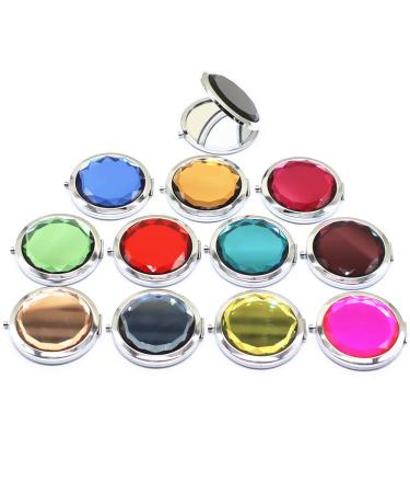TANG SONG 12Pcs Double Compact Cosmetic Makeup Round Pocket Purse Magnification Jewel Mirror