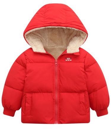 Kids4ever Baby Boys Girls Winter Coat Toddler Zipper Hooded Jacket Windproof Warm Fleece Outerwear Snowsuit with Two Pockets 12 Months-5 Years Red 18-24 Months - Buy Online on GoSupps.com