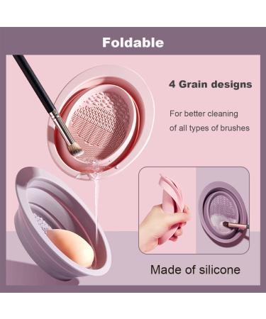 2 Piece Foldable Silicone Brush Cleaning Pad Set - Portable Tool for Makeup Brushes Sponges & Powders (Pink & Gray) - International Shipping Available - Buy Online on GoSupps.com