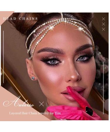 Aularso Rhinestone Layered Head Jewelry for Women and Girls - Gold Head Chain for Wedding and Parties - Buy Online on GoSupps.com
