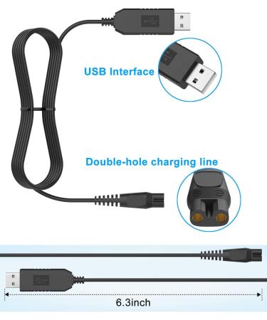 15V Philips Shaver Charger HQ8505 Cable for Norelco Series 3000-9000 + One Blade - USB Charging Cord - Buy Online on GoSupps.com