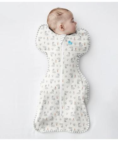 Love To Dream Swaddle UP - Bunny Bunny Newborn (2.2-3.8kg) - Ideal Fabric for Moderate Temperatures - Arms Up Position - Hip-Healthy - Twin Zipper - Easy Nappy Changes - Buy Online on GoSupps.com