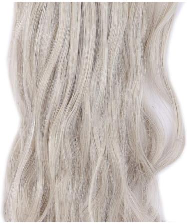 Silk-co Long Curly Wavy Hairpiece Extensions - 24 Inch Blond&Silver Grey - 8 Pcs Full Head, Heat Resistant Synthetic, 18 Clips - Clip in Hair Extension - Buy Online on GoSupps.com