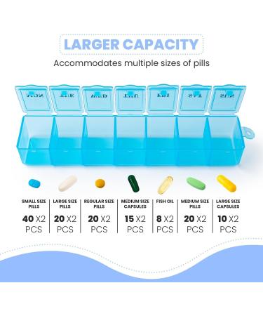 Pill Organiser Pill Box 7 Day. Mon-Sun. 1 Times a Day Weekly Medicine Storage Box. Strong Box. Blue - Buy Online on GoSupps.com