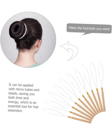 Baluue 18 Pcs Wooden Handle Wig Crochet Hair Braiding Tools Bead Link Threader Stainless Steel Khaki - Buy Online on GoSupps.com