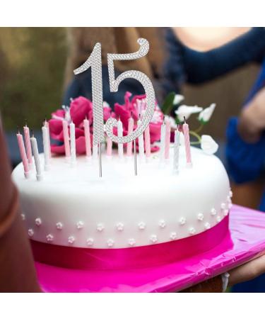 PRETYZOOM quinceanera decorations 15 cake topper quince paste birthday candles for numero decoracion para quincea era 15th mis- 15 Cake Topper Number Cake Inserts Decor Food Toppers- for Adults Children Kids - Buy Online on GoSupps.com