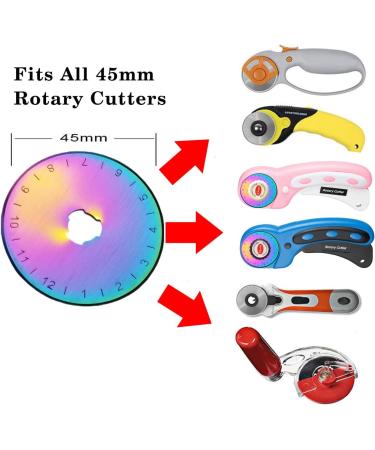 45mm Rotary Cutter Blades - 10 Pack Rainbow Replacement Blades for Fiskars, OLFA, Martelli, Dremel, Truecut - Ideal for Quilting, Scrapbooking, Sewing - SKS-7 Fabric Cutting Refills - Buy Online on GoSupps.com